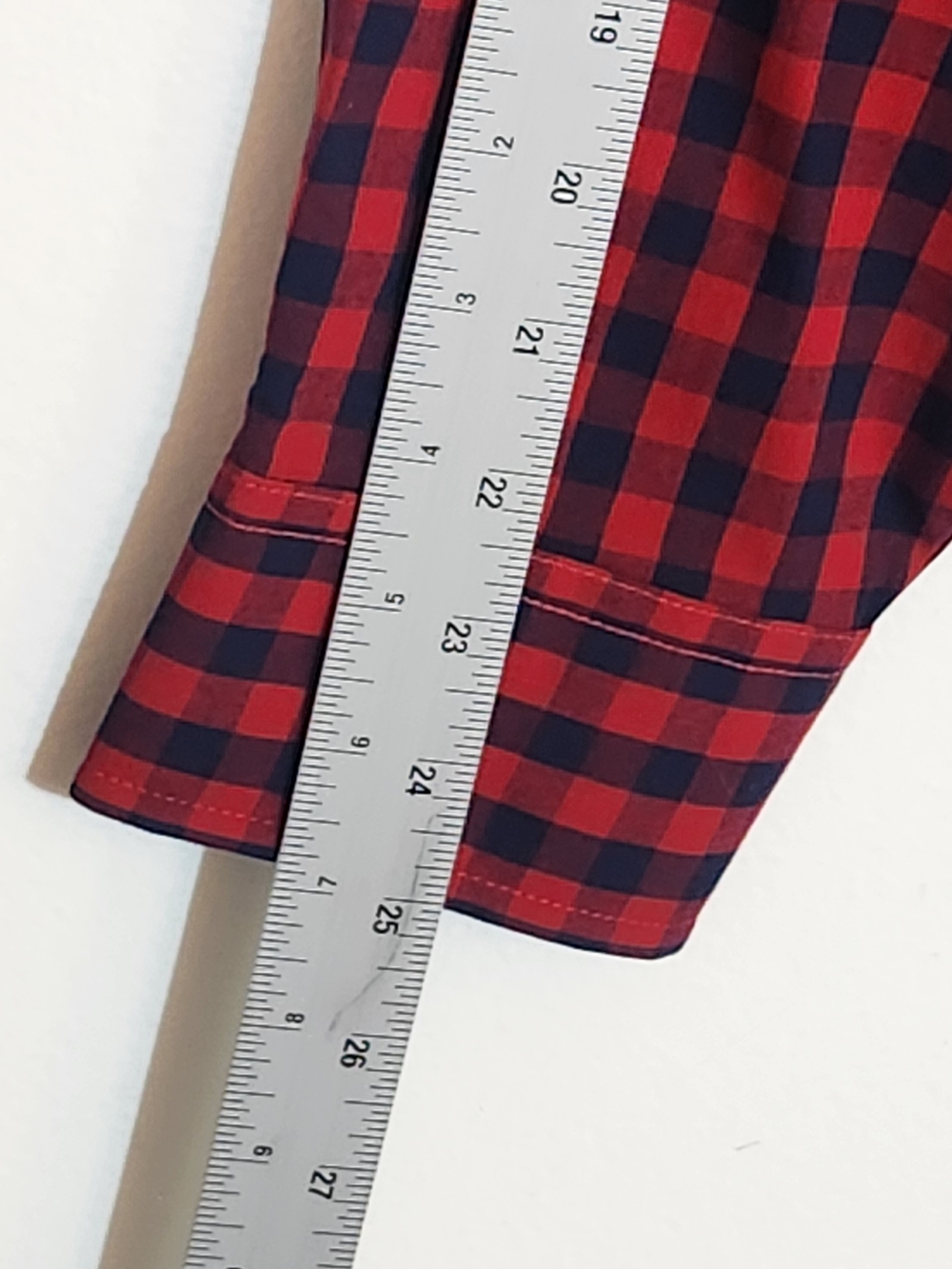 George Red and Navy Plaid Check Long Sleeve Button Down Shirt Size XL - Picture 6 of 8